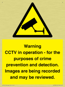 Warning CCTV in operation - for the purposes of crime prevention and detection. Images are being recorded and may be reviewed.